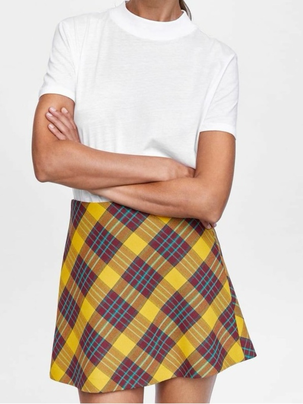 Zara yellow plaid skirt - Picture 1 of 7